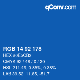 Color code: RGB 14 92 178 | qconv.com