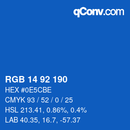 カラーコード: RGB 14 92 190 | qconv.com