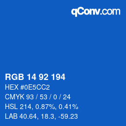 Color code: RGB 14 92 194 | qconv.com