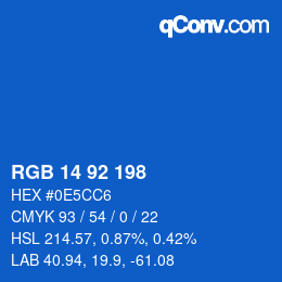 Color code: RGB 14 92 198 | qconv.com