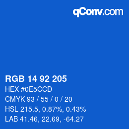 カラーコード: RGB 14 92 205 | qconv.com