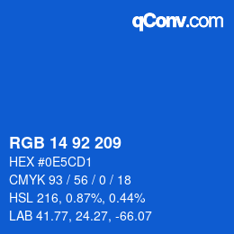 カラーコード: RGB 14 92 209 | qconv.com