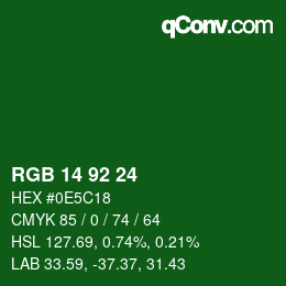 Color code: RGB 14 92 24 | qconv.com