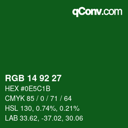 カラーコード: RGB 14 92 27 | qconv.com
