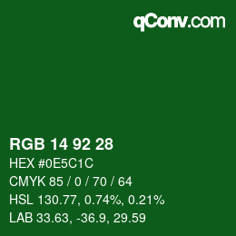 カラーコード: RGB 14 92 28 | qconv.com