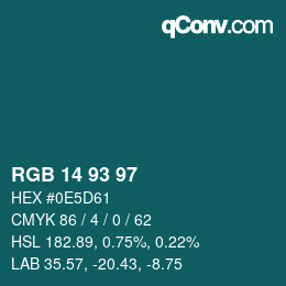 Color code: RGB 14 93 97 | qconv.com