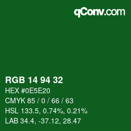 カラーコード: RGB 14 94 32 | qconv.com