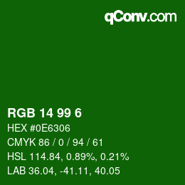 Color code: RGB 14 99 6 | qconv.com