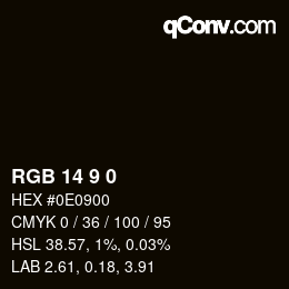 カラーコード: RGB 14 9 0 | qconv.com