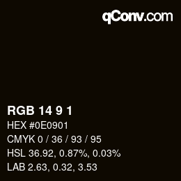 カラーコード: RGB 14 9 1 | qconv.com