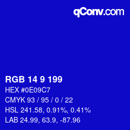 Color code: RGB 14 9 199 | qconv.com