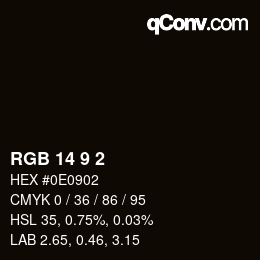 颜色代码: RGB 14 9 2 | qconv.com