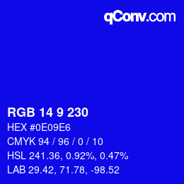 Color code: RGB 14 9 230 | qconv.com