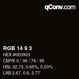 颜色代码: RGB 14 9 3 | qconv.com
