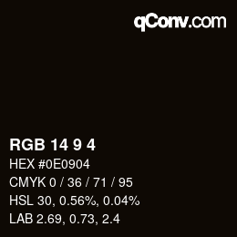 颜色代码: RGB 14 9 4 | qconv.com