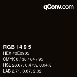 颜色代码: RGB 14 9 5 | qconv.com