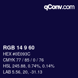 カラーコード: RGB 14 9 60 | qconv.com