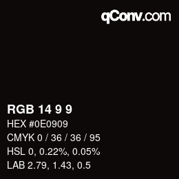 颜色代码: RGB 14 9 9 | qconv.com