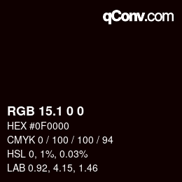 Color code: RGB 15.1 0 0 | qconv.com