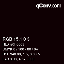 カラーコード: RGB 15.1 0 3 | qconv.com