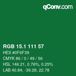 カラーコード: RGB 15.1 111 57 | qconv.com