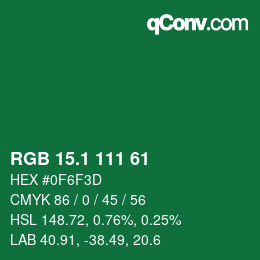 カラーコード: RGB 15.1 111 61 | qconv.com