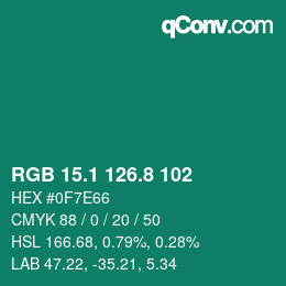 Código de color: RGB 15.1 126.8 102 | qconv.com