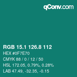 Color code: RGB 15.1 126.8 112 | qconv.com