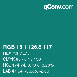 Color code: RGB 15.1 126.8 117 | qconv.com
