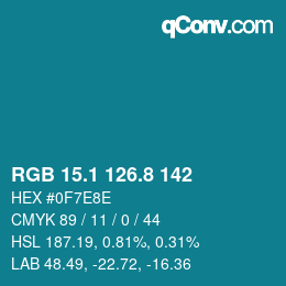 Color code: RGB 15.1 126.8 142 | qconv.com