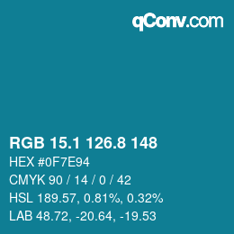 カラーコード: RGB 15.1 126.8 148 | qconv.com