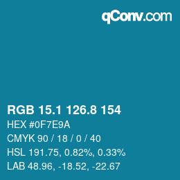 カラーコード: RGB 15.1 126.8 154 | qconv.com