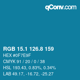 カラーコード: RGB 15.1 126.8 159 | qconv.com