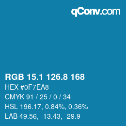 カラーコード: RGB 15.1 126.8 168 | qconv.com