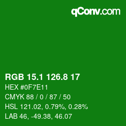 カラーコード: RGB 15.1 126.8 17 | qconv.com