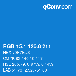 カラーコード: RGB 15.1 126.8 211 | qconv.com