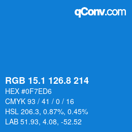 カラーコード: RGB 15.1 126.8 214 | qconv.com