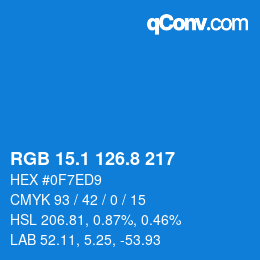 Color code: RGB 15.1 126.8 217 | qconv.com