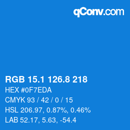 カラーコード: RGB 15.1 126.8 218 | qconv.com