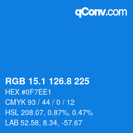 カラーコード: RGB 15.1 126.8 225 | qconv.com