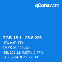 Color code: RGB 15.1 126.8 226 | qconv.com