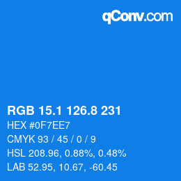 Código de color: RGB 15.1 126.8 231 | qconv.com