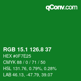 カラーコード: RGB 15.1 126.8 37 | qconv.com