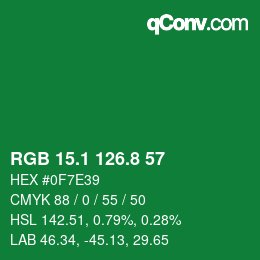 カラーコード: RGB 15.1 126.8 57 | qconv.com