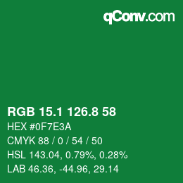 カラーコード: RGB 15.1 126.8 58 | qconv.com