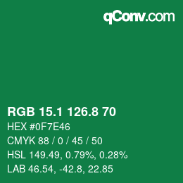 カラーコード: RGB 15.1 126.8 70 | qconv.com