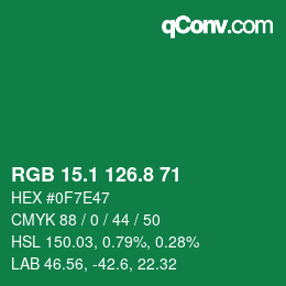 カラーコード: RGB 15.1 126.8 71 | qconv.com
