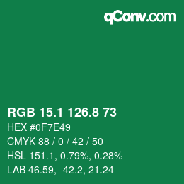 カラーコード: RGB 15.1 126.8 73 | qconv.com