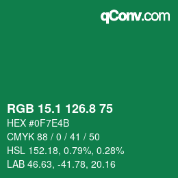 カラーコード: RGB 15.1 126.8 75 | qconv.com