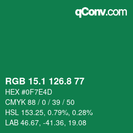 カラーコード: RGB 15.1 126.8 77 | qconv.com